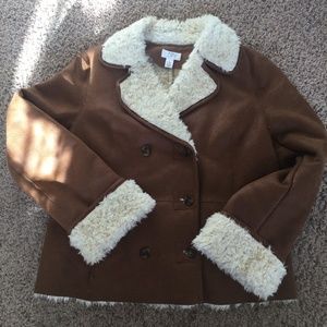 Ann Taylor Loft Women's Faux-Shearling Double-Breasted Jacket